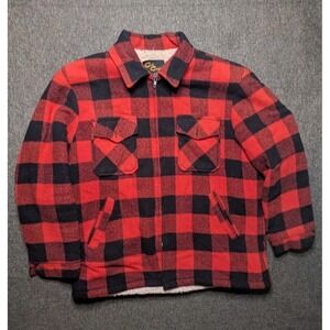 Vintage Cal Craft Buffalo Plaid XL Jacket Mens Red Check Sherpa Lined Collared